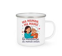 quotedazur Café-Croissant - Mug Personnalisé Ma Maman, Mamie La Meilleure Du Monde Entier Tasse Fête Des Grand-Mères, Annonce Grossesse, Cadeau Anniversaire Noël - Blanc/Émaillé