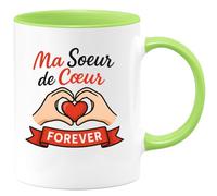 quotedazur Café-Croissant - Mug Personnalisé Ma Soeur De Coeur Forever Tasse Cadeau Affectueux Pour Noël Femme Et Message - Vert/Céramique