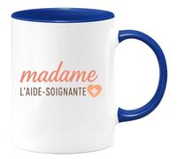 quotedazur Café-Croissant - Mug Personnalisé Madame Aide- Soignante Cadeau Femme Parfait Pour Soin Et Dévouement Tasse Noël Professionnelle Dévouée - Bleu/Céramique