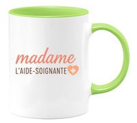 quotedazur Café-Croissant - Mug Personnalisé Madame Aide- Soignante Cadeau Femme Parfait Pour Soin Et Dévouement Tasse Noël Professionnelle Dévouée - Vert/Céramique