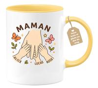 quotedazur Café-Croissant - Mug Personnalisé Maman Alice Rose Lucas, Cadeau Pour Noël Tasse Spéciale Et Aimante Future Anniversaire Fête Des Mères Annonce Naissance - Jaune/Céramique