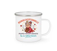 quotedazur Café-Croissant - Mug Personnalisé Maman Exceptionnelle, Mamie Extraordinaire Tu Es Notre Trésor Tasse Fête Des Grand-Mères, Annonce Grossesse, Cadeau Anniversaire Noël - Blanc/Émaillé