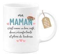 quotedazur Café-Croissant - Mug Personnalisé Maman Texte Photo - Tasse Fête Des Mères Ma Maman C'est Comme Le Café Douce Réconfortante - Cadeau Drôle Mamounette - Blanc/céramique