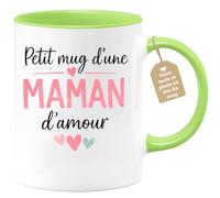 quotedazur Café-Croissant - Mug Personnalisé Maman Texte Photo - Tasse Fête Des Mères Petit Mug D'une Maman D'amour - Cadeau Drôle Mamounette - Vert/céramique