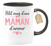 quotedazur Café-Croissant - Mug Personnalisé Maman Texte Photo - Tasse Fête Des Mères Petit Mug D'une Maman D'amour - Cadeau Drôle Mamounette - Noir/céramique