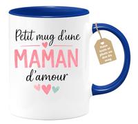 quotedazur Café-Croissant - Mug Personnalisé Maman Texte Photo - Tasse Fête Des Mères Petit Mug D'une Maman D'amour - Cadeau Drôle Mamounette - Bleu/céramique