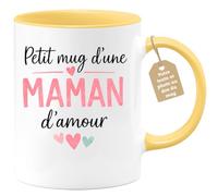 quotedazur Café-Croissant - Mug Personnalisé Maman Texte Photo - Tasse Fête Des Mères Petit Mug D'une Maman D'amour - Cadeau Drôle Mamounette - Jaune/céramique