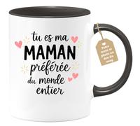quotedazur Café-Croissant - Mug Personnalisé Maman Texte Photo - Tasse Fête Des Mères Tu Es Ma Maman Préférée Du Monde Entier - Cadeau Drôle Mamounette - Noir/céramique