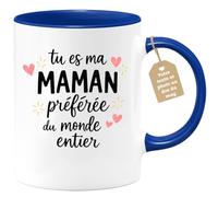 quotedazur Café-Croissant - Mug Personnalisé Maman Texte Photo - Tasse Fête Des Mères Tu Es Ma Maman Préférée Du Monde Entier - Cadeau Drôle Mamounette - Bleu/céramique
