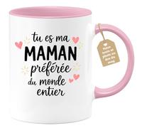 quotedazur Café-Croissant - Mug Personnalisé Maman Texte Photo - Tasse Fête Des Mères Tu Es Ma Maman Préférée Du Monde Entier - Cadeau Drôle Mamounette - Rose/céramique