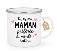 quotedazur Café-Croissant - Mug Personnalisé Maman Texte Photo - Tasse Fête Des Mères Tu Es Ma Maman Préférée Du Monde Entier - Cadeau Drôle Mamounette - Blanc/emaille