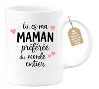 quotedazur Café-Croissant - Mug Personnalisé Maman Texte Photo - Tasse Fête Des Mères Tu Es Ma Maman Préférée Du Monde Entier - Cadeau Drôle Mamounette - Blanc/céramique