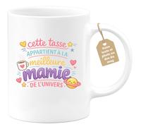 quotedazur Café-Croissant - Mug Personnalisé Mamie - Cette Tasse Appartient À La Meilleure Mamie De L'univers - Cadeau Fête Des Grands Mères Noël Original - Blanc/céramique