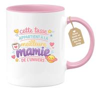 quotedazur Café-Croissant - Mug Personnalisé Mamie - Cette Tasse Appartient À La Meilleure Mamie De L'univers - Cadeau Fête Des Grands Mères Noël Original - Rose/céramique