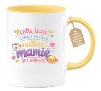 quotedazur Café-Croissant - Mug Personnalisé Mamie - Cette Tasse Appartient À La Meilleure Mamie De L'univers - Cadeau Fête Des Grands Mères Noël Original - Jaune/céramique