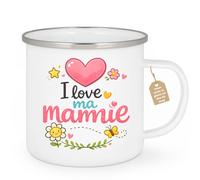 quotedazur Café-Croissant - Mug Personnalisé Mamie - I Love Ma Mamie - Cadeau Fête Des Grands Mères Noël Original - Blanc/emaille