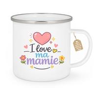 quotedazur Café-Croissant - Mug Personnalisé Mamie - I Love Ma Mamie - Cadeau Fête Des Grands Mères Noël Original - Blanc/emaille