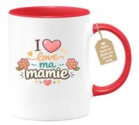 quotedazur Café-Croissant - Mug Personnalisé Mamie - I Love Ma Mamie - Cadeau Fête Des Grands Mères Noël Original - Rouge/céramique
