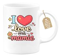 quotedazur Café-Croissant - Mug Personnalisé Mamie - I Love Ma Mamie - Cadeau Fête Des Grands Mères Noël Original - Blanc/céramique