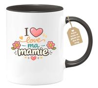 quotedazur Café-Croissant - Mug Personnalisé Mamie - I Love Ma Mamie - Cadeau Fête Des Grands Mères Noël Original - Noir/céramique
