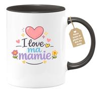quotedazur Café-Croissant - Mug Personnalisé Mamie - I Love Ma Mamie - Cadeau Fête Des Grands Mères Noël Original - Noir/céramique