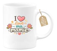 quotedazur Café-Croissant - Mug Personnalisé Mamie - I Love Ma Mamie - Cadeau Fête Des Grands Mères Noël Original - Blanc/céramique