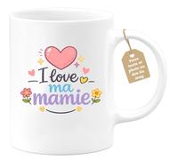 quotedazur Café-Croissant - Mug Personnalisé Mamie - I Love Ma Mamie - Cadeau Fête Des Grands Mères Noël Original - Blanc/céramique