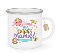 quotedazur Café-Croissant - Mug Personnalisé Mamie - J'aime Ma Super Mamie - Cadeau Fête Des Grands Mères Noël Original - Blanc/emaille