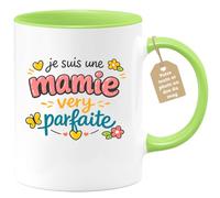 quotedazur Café-Croissant - Mug Personnalisé Mamie - Je Suis Une Mamie Very Parfaite - Cadeau Fête Des Grands Mères Noël Original - Vert/céramique