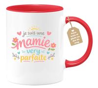 quotedazur Café-Croissant - Mug Personnalisé Mamie - Je Suis Une Mamie Very Parfaite - Cadeau Fête Des Grands Mères Noël Original - Rouge/céramique