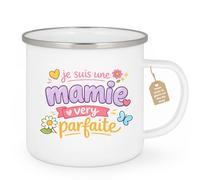 quotedazur Café-Croissant - Mug Personnalisé Mamie - Je Suis Une Mamie Very Parfaite - Cadeau Fête Des Grands Mères Noël Original - Blanc/emaille
