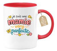 quotedazur Café-Croissant - Mug Personnalisé Mamie - Je Suis Une Mamie Very Parfaite - Cadeau Fête Des Grands Mères Noël Original - Rouge/céramique
