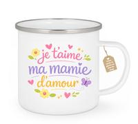 quotedazur Café-Croissant - Mug Personnalisé Mamie - Je T'aime Ma Mamie D'amour - Cadeau Fête Des Grands Mères Noël Original - Blanc/emaille