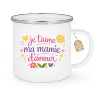 quotedazur Café-Croissant - Mug Personnalisé Mamie - Je T'aime Ma Mamie D'amour - Cadeau Fête Des Grands Mères Noël Original - Blanc/emaille