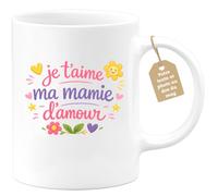 quotedazur Café-Croissant - Mug Personnalisé Mamie - Je T'aime Ma Mamie D'amour - Cadeau Fête Des Grands Mères Noël Original - Blanc/céramique