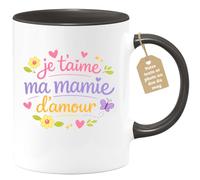 quotedazur Café-Croissant - Mug Personnalisé Mamie - Je T'aime Ma Mamie D'amour - Cadeau Fête Des Grands Mères Noël Original - Noir/céramique