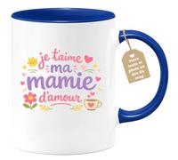 quotedazur Café-Croissant - Mug Personnalisé Mamie - Je T'aime Ma Mamie D'amour - Cadeau Fête Des Grands Mères Noël Original - Bleu/céramique