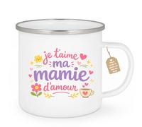 quotedazur Café-Croissant - Mug Personnalisé Mamie - Je T'aime Ma Mamie D'amour - Cadeau Fête Des Grands Mères Noël Original - Blanc/emaille