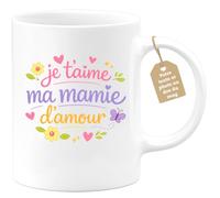 quotedazur Café-Croissant - Mug Personnalisé Mamie - Je T'aime Ma Mamie D'amour - Cadeau Fête Des Grands Mères Noël Original - Blanc/céramique