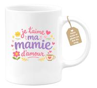 quotedazur Café-Croissant - Mug Personnalisé Mamie - Je T'aime Ma Mamie D'amour - Cadeau Fête Des Grands Mères Noël Original - Blanc/céramique