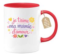 quotedazur Café-Croissant - Mug Personnalisé Mamie - Je T'aime Ma Mamie D'amour - Cadeau Fête Des Grands Mères Noël Original - Rouge/céramique