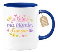 quotedazur Café-Croissant - Mug Personnalisé Mamie - Je T'aime Ma Mamie D'amour - Cadeau Fête Des Grands Mères Noël Original - Bleu/céramique