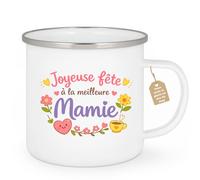 quotedazur Café-Croissant - Mug Personnalisé Mamie - Joyeuse Fete À La Meilleure Mamie - Cadeau Fête Des Grands Mères Noël Original - Blanc/emaille