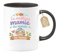quotedazur Café-Croissant - Mug Personnalisé Mamie - La Meilleure Mamie Du Monde Avec Prénom Enfant - Cadeau Fête Des Grands Mères Noël Original - Noir/céramique