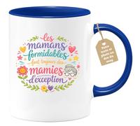 quotedazur Café-Croissant - Mug Personnalisé Mamie - Les Mamans Formidables Font Toujours Des Mamies D'exception - Cadeau Fête Des Grands Mères Noël Original - Bleu/céramique