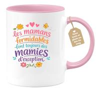 quotedazur Café-Croissant - Mug Personnalisé Mamie - Les Mamans Formidables Font Toujours Des Mamies D'exception - Cadeau Fête Des Grands Mères Noël Original - Rose/céramique