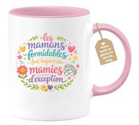 quotedazur Café-Croissant - Mug Personnalisé Mamie - Les Mamans Formidables Font Toujours Des Mamies D'exception - Cadeau Fête Des Grands Mères Noël Original - Rose/céramique