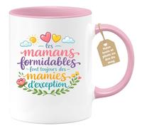 quotedazur Café-Croissant - Mug Personnalisé Mamie - Les Mamans Formidables Font Toujours Des Mamies D'exception - Cadeau Fête Des Grands Mères Noël Original - Rose/céramique