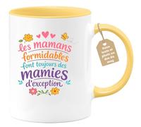 quotedazur Café-Croissant - Mug Personnalisé Mamie - Les Mamans Formidables Font Toujours Des Mamies D'exception - Cadeau Fête Des Grands Mères Noël Original - Jaune/céramique