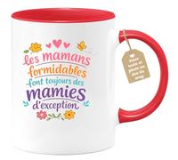 quotedazur Café-Croissant - Mug Personnalisé Mamie - Les Mamans Formidables Font Toujours Des Mamies D'exception - Cadeau Fête Des Grands Mères Noël Original - Rouge/céramique